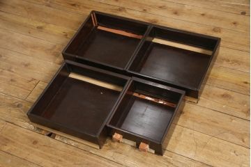 中古　唐木　花梨(カリン)材　深みのある色合いが美しい飾り棚(違い棚、茶棚、収納棚、戸棚、筆返し)(R-066234)