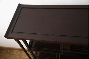 中古　唐木　花梨(カリン)材　深みのある色合いが美しい飾り棚(違い棚、茶棚、収納棚、戸棚、筆返し)(R-066234)