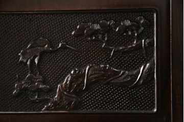 中古　唐木　花梨(カリン)材　深みのある色合いが美しい飾り棚(違い棚、茶棚、収納棚、戸棚、筆返し)(R-066234)