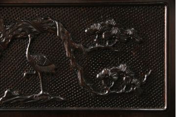 中古　唐木　花梨(カリン)材　深みのある色合いが美しい飾り棚(違い棚、茶棚、収納棚、戸棚、筆返し)(R-066234)