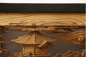 アンティーク建具　高級品!!　厚みある緻密な彫り込みの彫刻が美しい欄間1枚(明り取り、明かり取り)(R-066246)