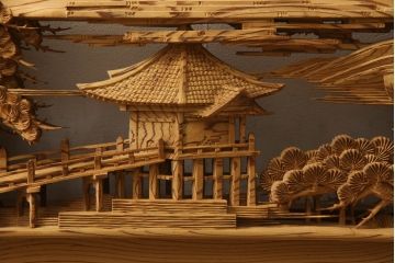 アンティーク建具　高級品!!　厚みある緻密な彫り込みの彫刻が美しい欄間1枚(明り取り、明かり取り)(R-066246)