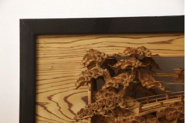 アンティーク建具　高級品!!　厚みある緻密な彫り込みの彫刻が美しい欄間1枚(明り取り、明かり取り)(R-066247)