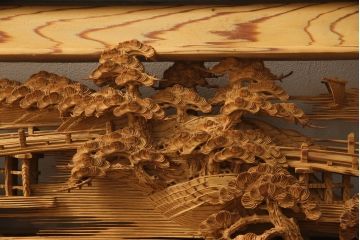 アンティーク建具　高級品!!　厚みある緻密な彫り込みの彫刻が美しい欄間1枚(明り取り、明かり取り)(R-066247)