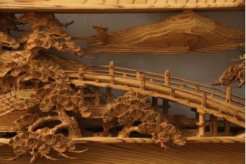アンティーク建具　高級品!!　厚みある緻密な彫り込みの彫刻が美しい欄間1枚(明り取り、明かり取り)(R-066247)