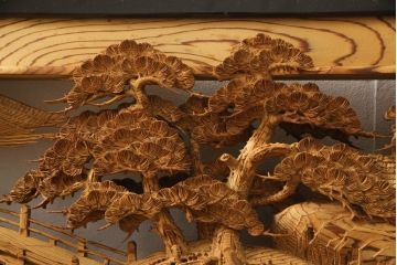 アンティーク建具　高級品!!　厚みある緻密な彫り込みの彫刻が美しい欄間1枚(明り取り、明かり取り)(R-066247)