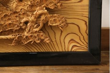 アンティーク建具　高級品!!　厚みある緻密な彫り込みの彫刻が美しい欄間1枚(明り取り、明かり取り)(R-066247)
