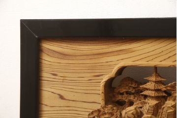 アンティーク建具　高級品!!　厚みある緻密な彫り込みの彫刻が美しい欄間1枚(明り取り、明かり取り)(R-066247)