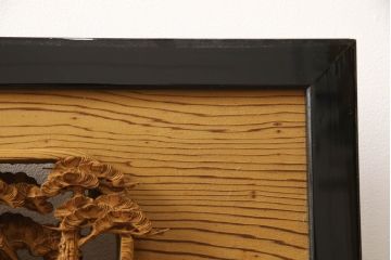 アンティーク建具　高級品!!　厚みある緻密な彫り込みの彫刻が美しい欄間1枚(明り取り、明かり取り)(R-066247)