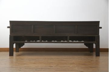 アジアンアンティーク家具　鉄刀木(タガヤサン)　オリエンタルな雰囲気漂うベンチ(3人掛け、長椅子、長イス、羅漢床、羅漢牀、板座チェア)(R-066248)