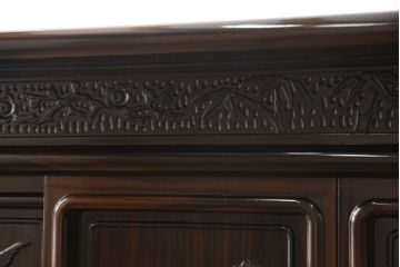 和製ビンテージ　上手物!!　黒檀(コクタン)材　隠し引き出しのカラクリ付き!!上質なこだわりの空間づくりにおすすめの飾り棚(茶棚、違い棚、収納棚、戸棚、ヴィンテージ)(R-066267)