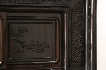 和製ビンテージ　上手物!!　黒檀(コクタン)材　隠し引き出しのカラクリ付き!!上質なこだわりの空間づくりにおすすめの飾り棚(茶棚、違い棚、収納棚、戸棚、ヴィンテージ)(R-066267)