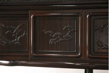 和製ビンテージ　上手物!!　黒檀(コクタン)材　隠し引き出しのカラクリ付き!!上質なこだわりの空間づくりにおすすめの飾り棚(茶棚、違い棚、収納棚、戸棚、ヴィンテージ)(R-066267)