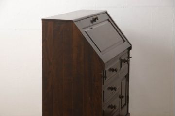 和製ビンテージ　北海道民芸家具　上質な作りが魅力のライティングビューロー(簿記机、在宅用、在宅ワーク用、ワークデスク、引き出し、ヴィンテージ)(定価約34万円)(R-066271)