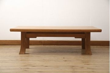 和製ビンテージ　屋久杉材　末広がりの脚が和の雰囲気を高める座卓(ローテーブル、センターテーブル、ヴィンテージ)(R-066272)