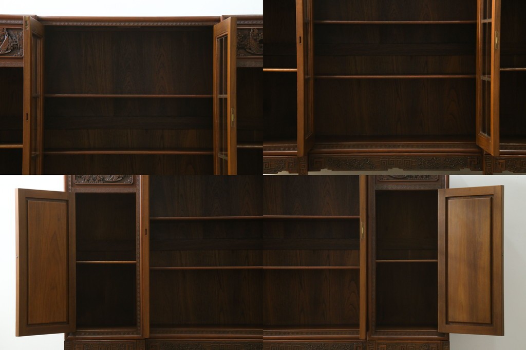 ヴィンテージ家具　1960年から1970年頃　高級品　シノワズリ様式　クルミ材　手彫りの彫刻が細やかで美しいサイドボード　(R-066275)