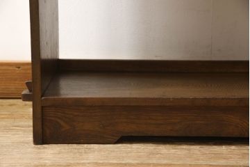 和製アンティーク　栓材　味のある木の風合いが魅力の楔(クサビ)式本棚(ブックシェルフ、オープンシェルフ、飾り棚)(R-066279)