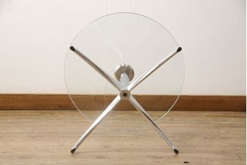 中古　短期使用　極美品　北欧家具　ノルウェー製　Stressless Urban table(ストレスレス・アーバンテーブル)　Sサイズ　洗練されたモダンデザインがお洒落なガラステーブル(回転テーブル、丸テーブル、ラウンドテーブル、カクテルテーブル、サイドテーブル、コーヒーテーブル)(R-066305)