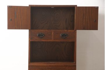 中古　岩谷堂箪笥　力強く美しい木目が目を引く縦型収納棚(収納箪笥、戸棚、キャビネット、引き出し、チェスト、和箪笥)(R-066319)