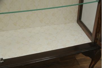 イギリスアンティーク　マホガニー材　格子デザインがお洒落な猫脚キャビネット(ガラスケース、ショーケース、コレクションケース、キュリオケース、収納棚、戸棚、飾り棚、英国)(R-066360)