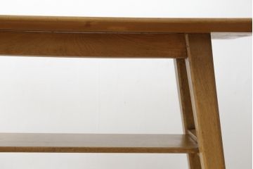 和製アンティーク　昭和レトロ　ナラ材　シンプルなモダンデザインとレトロな風合いが魅力のサイドテーブル(花台、飾り台)(R-066374)