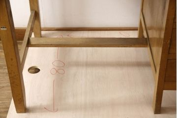 和製ビンテージ　昭和レトロ　ブナ材　樺(カバ)材　ノスタルジックな雰囲気漂う片袖机(ワークデスク、在宅用、在宅ワーク用、オフィスデスク、ヴィンテージ)(R-066375)