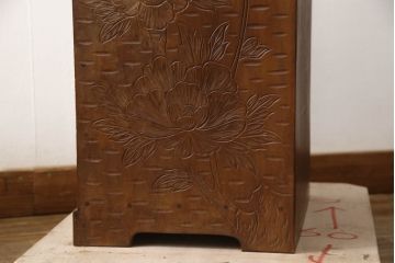中古　美品!!　日光彫り　細部まで施された彫りが美しい小引き出し(卓上収納、小物収納)(R-066379)