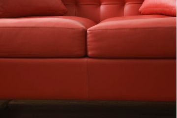 中古　美品　高級イタリア家具　Valdichienti (ヴァルディチェンティ)社　Luxor　本革(レザー)　レッドカラーが空間を彩る3人掛けソファ(トリプルソファ、三人掛けソファ、アームソファ)(R-066386)
