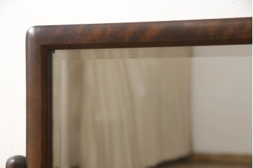 和製ビンテージ　北海道民芸家具　シックな色合いが魅力的!!シンプルなデザインの卓上ミラー(置き鏡、スタンドミラー、ヴィンテージ)(R-066394)
