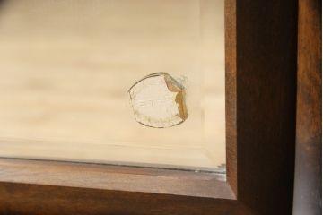 和製ビンテージ　北海道民芸家具　シックな色合いが魅力的!!シンプルなデザインの卓上ミラー(置き鏡、スタンドミラー、ヴィンテージ)(R-066394)