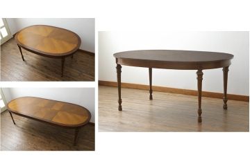 中古　DREXEL HERITAGE(ドレクセルヘリテイジ)　FRANCESCA(フランチェスカ)シリーズ　優美な佇まいのダイニングテーブル(エクステンションテーブル、食卓、4人掛け、6人掛け、8人掛け、オーバル型)(R-066399)