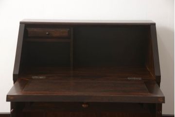 和製ビンテージ　松本民芸家具　上品な雰囲気漂うライティングビューロー(ワークデスク、簿記机、収納棚、戸棚、引き出し、在宅用、在宅ワーク用、ヴィンテージ)(R-066403)