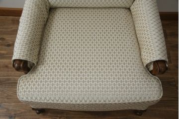 中古　超美品!!　DREXEL HERITAGE(ドレクセルヘリテイジ)　Upholstery(アップホルスタリー)　張り替え済み　クラシカルな佇まいの1人掛けソファ(アームチェア、一人掛け、1P、ラウンジチェア)(R-066406)