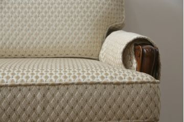 中古　超美品!!　DREXEL HERITAGE(ドレクセルヘリテイジ)　Upholstery(アップホルスタリー)　張り替え済み　クラシカルな佇まいの1人掛けソファ(アームチェア、一人掛け、1P、ラウンジチェア)(R-066406)