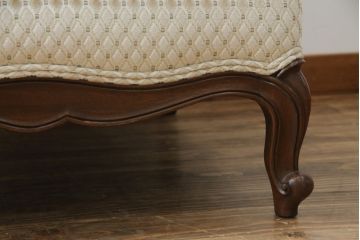 中古　超美品!!　DREXEL HERITAGE(ドレクセルヘリテイジ)　Upholstery(アップホルスタリー)　張り替え済み　クラシカルな佇まいの1人掛けソファ(アームチェア、一人掛け、1P、ラウンジチェア)(R-066406)