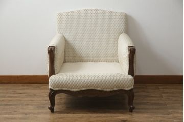 中古　超美品!!　DREXEL HERITAGE(ドレクセルヘリテイジ)　Upholstery(アップホルスタリー)　張り替え済み　クラシカルな佇まいの1人掛けソファ(アームチェア、一人掛け、1P、ラウンジチェア)(R-066406)