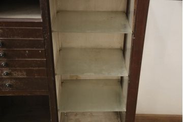 和製アンティーク　隠す収納・見せる収納に活躍してくれるデンタルキャビネット(ケビント、デンタルケース、ガラスケース、収納棚、戸棚、キャビネット、店舗什器)(R-066418)