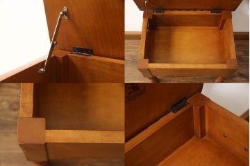 中古　横浜ダニエル(daniel)　温かみのある色合いと上品な佇まいが魅力のドレッサーとスツールのセット(鏡台、ミラー、化粧台)(R-066420)