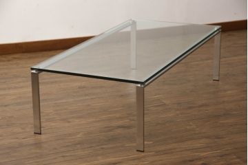 中古　ドイツ製　WALTER KNOLL(ウォルター・ノル)　ノーマン・フォスター(Norman Foster)　FOSTER 500　洗練されたモダンデザインが魅力のセンターテーブル(ガラステーブル、カクテルテーブル、リビングテーブル、カフェテーブル、ローテーブル)(定価約56万円)(R-066421)