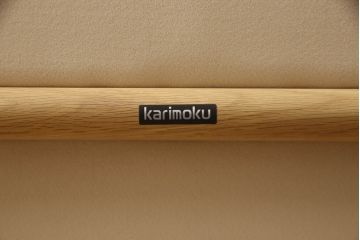 中古　美品　カリモク家具(karimoku)　CS62モデル　3人掛食堂椅子　特注ラムース　ナチュラルな空間を演出する三人掛けアームレスソファ(ダイニングソファ、長椅子、長イス)(定価約17万円)(R-066422)