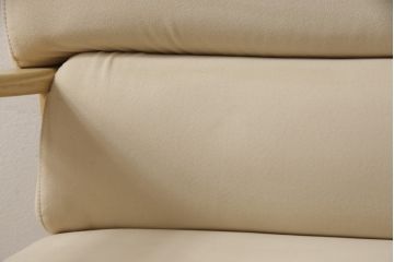 中古　美品　カリモク家具(karimoku)　オーク材　ピュアオーク色　LDチェアー　CS6210　特注ラムースT-5451　肘付食堂椅子　ナチュラルな空間を演出するリビングダイニングソファ(アームソファ、1人掛け、一人掛け、イス)(1脚定価約12万円)(R-066451)