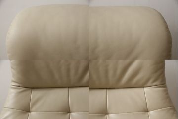 中古　超美品　カリモク家具(karimoku)　ザ・ファースト(THE FIRST)　RU7202(ソファ/S+サイズ)　RU101(オットマン/Sサイズ)　オーク材(ピュアオーク)　本革　リーベルホワイト　上質なくつろぎの時間を演出するリクライニングソファとオットマンのセット(レザー、リクライナー、アームチェア、1人掛け、一人掛け、フットスツール)(定価約34万円)(R-066452)