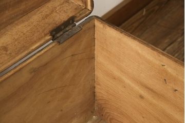アメリカアンティーク　くすのき(楠)材　レトロな空間を演出する船トランク(舟トランク、ブランケットボックス、トランクテーブル、センターテーブル、ローテーブル、ディスプレイ雑貨)(R-066456)