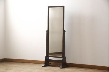 中古　松本民芸家具　シンプルながら品の良い佇まいが魅力のD型姿見(スタンドミラー、鏡)(定価約14万8千円)(R-066459)