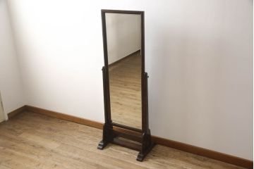 中古　松本民芸家具　シンプルながら品の良い佇まいが魅力のD型姿見(スタンドミラー、鏡)(定価約14万8千円)(R-066459)