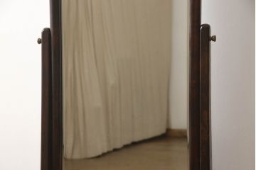 中古　松本民芸家具　シンプルながら品の良い佇まいが魅力のD型姿見(スタンドミラー、鏡)(定価約14万8千円)(R-066459)
