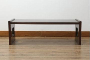 中古　松本民芸家具　脚の透かし彫りがアクセントになる上品な文机(ローテーブル、センターテーブル、リビングテーブル、座机)(R-066466)