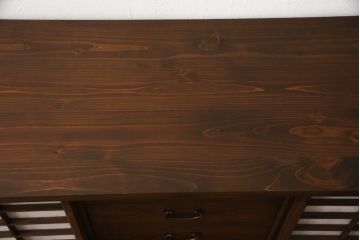 ラフジュ工房オリジナル　古建具リメイク　和の風情漂わせる障子戸ローボード(リビングボード、テレビ台、テレビボード、収納棚、戸棚)(R-066468)