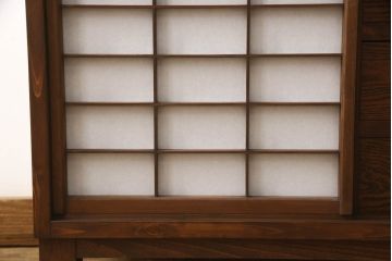 ラフジュ工房オリジナル　古建具リメイク　和の風情漂わせる障子戸ローボード(リビングボード、テレビ台、テレビボード、収納棚、戸棚)(R-066468)