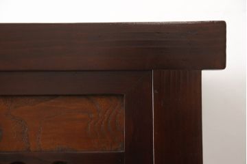 中古　タモ材　黒柿材　和の趣溢れる佇まいが魅力の二段重ね水屋箪笥(食器棚、引き出し、収納棚、戸棚、茶箪笥、キャビネット)(R-066469)